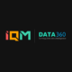 A black rectangular image featuring the IQM logo on the left in bold orange and teal lettering and the Data360 logo on the right in blue, accompanied by the tagline 'Turning Data Into Intelligence.' The overall design is sleek and professional.