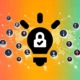 A vibrant network visualization featuring a central lightbulb icon with a lock symbol inside, representing security and innovation. Surrounding the lightbulb are connected headshots of diverse individuals, linked through a network of lines and nodes over a gradient background of orange and green.