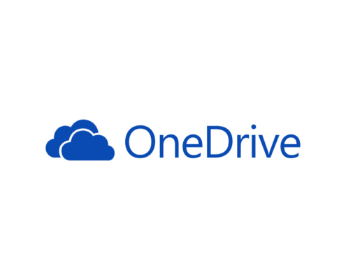 Blue OneDrive logo on white background.