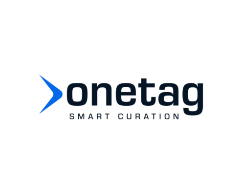 onetag logo with the tagline, "Smart Curation" on white background